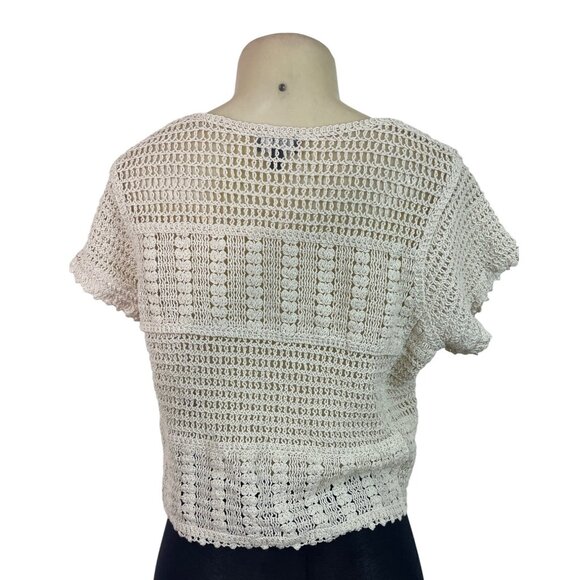 Ninety Clothing Co Knit Button-Front Short-Sleeve Cardigan Top Beige Size S - Picture 3 of 7
